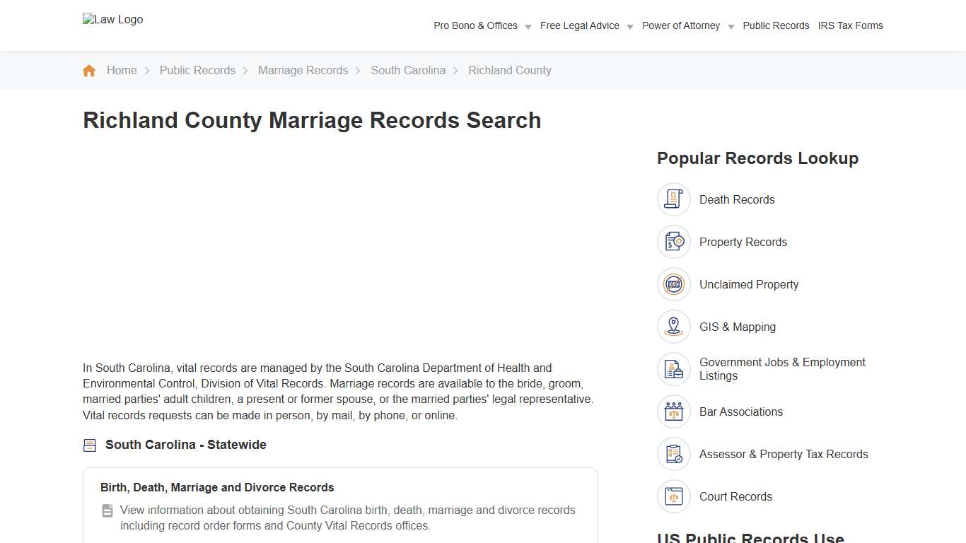 Richland County Marriage Records Search - LawInfoPedia