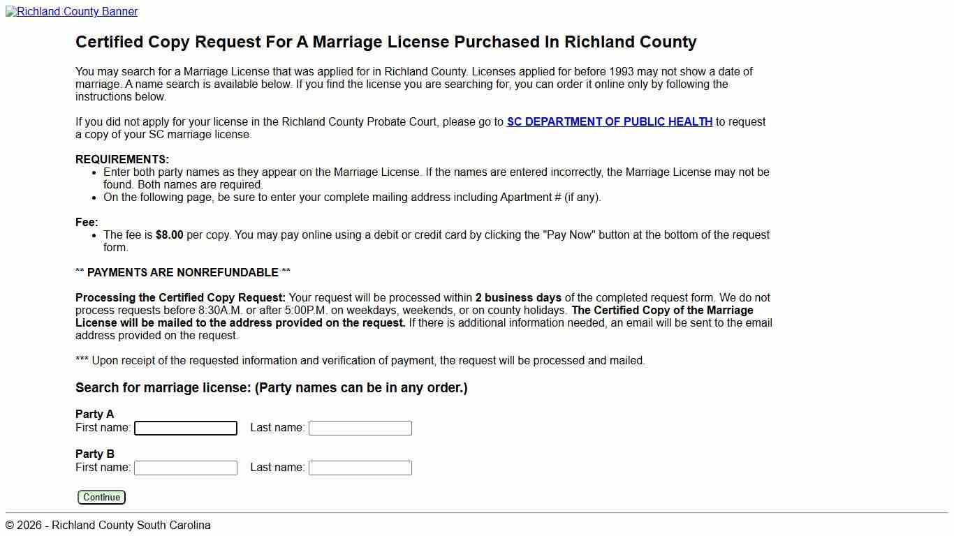 Marriage License Application